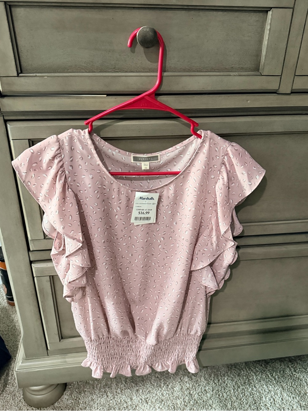 Pleione Dusty Pink Ruffle Sleeve Blouse